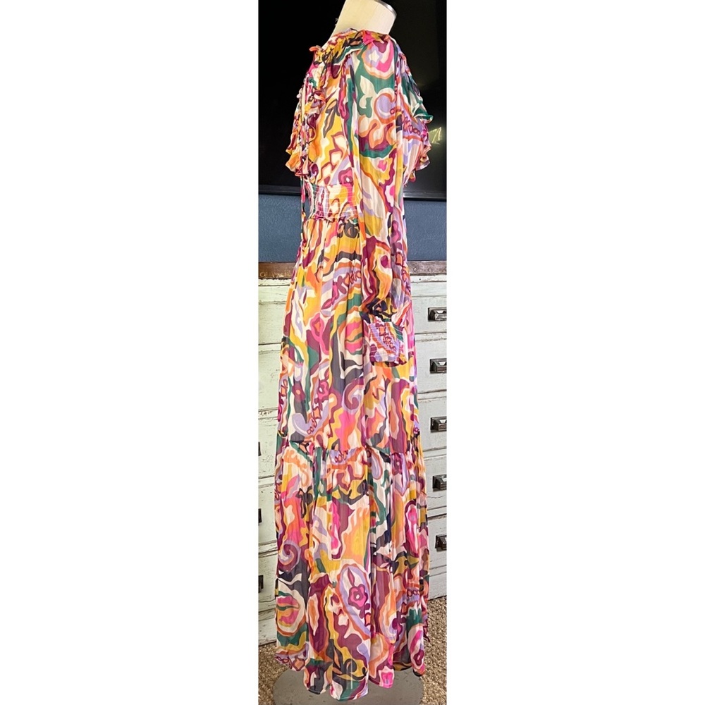 Anthropologie Odetta V-Neck Ruffle Maxi Dress M - Picture 12 of 16